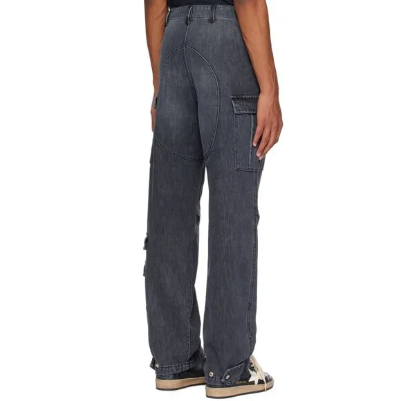 NWT Winnie New York Black Faded Denim Cargo Pants - Picture 3 of 10